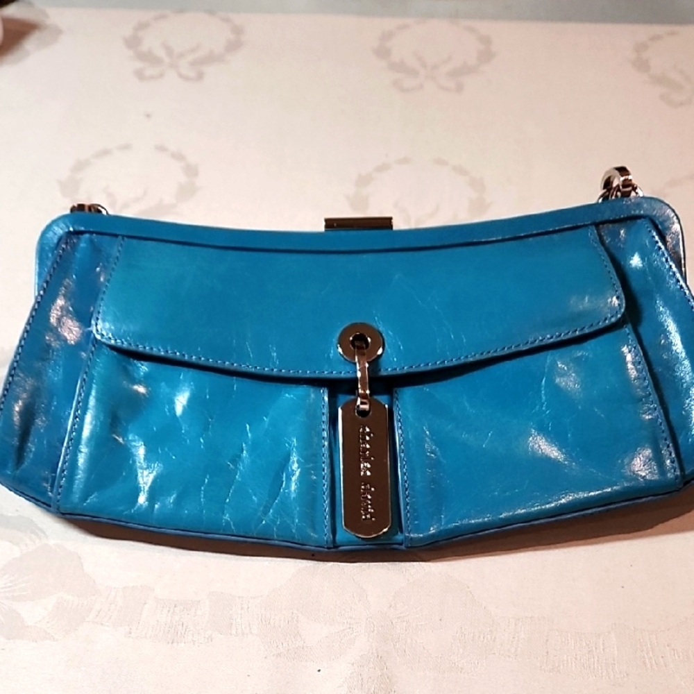 Charles David Blue Clutch with Glossy Finish